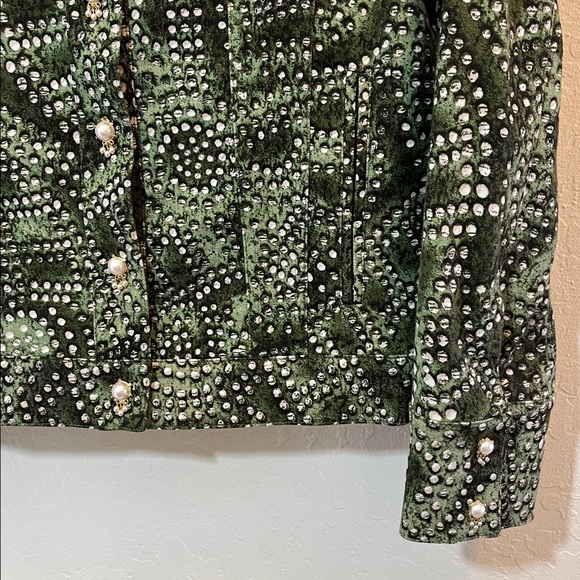 St. John Sport by Marie Gray Green Studded Jean Jacket - Picture 14 of 16